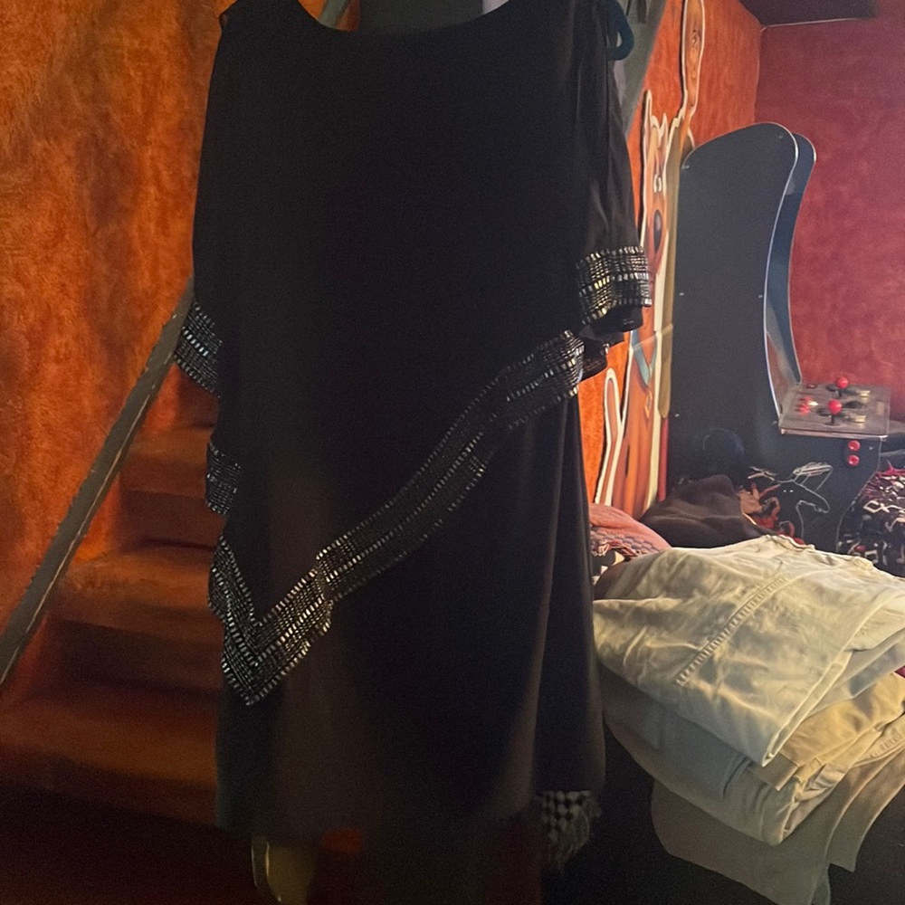 Black dress size L silver detail on sleeves and body
